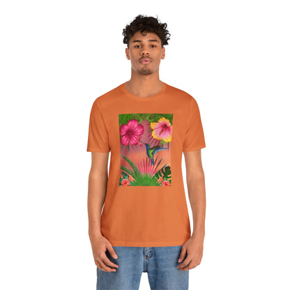 Hummingbird & Hibiscus Unisex Jersey Short Sleeve Tee