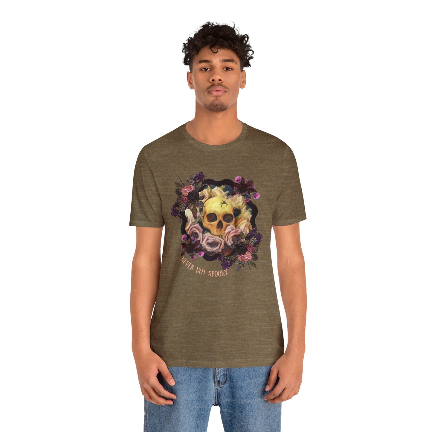 Never Not Spooky - Flower Skull Unisex Jersey Short Sleeve Tee