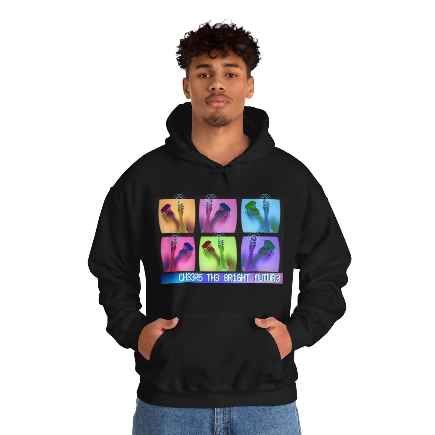 Ch33r5 Th3 8r1ght futur3" Unisex Heavy Blend™ Hooded Sweatshirt