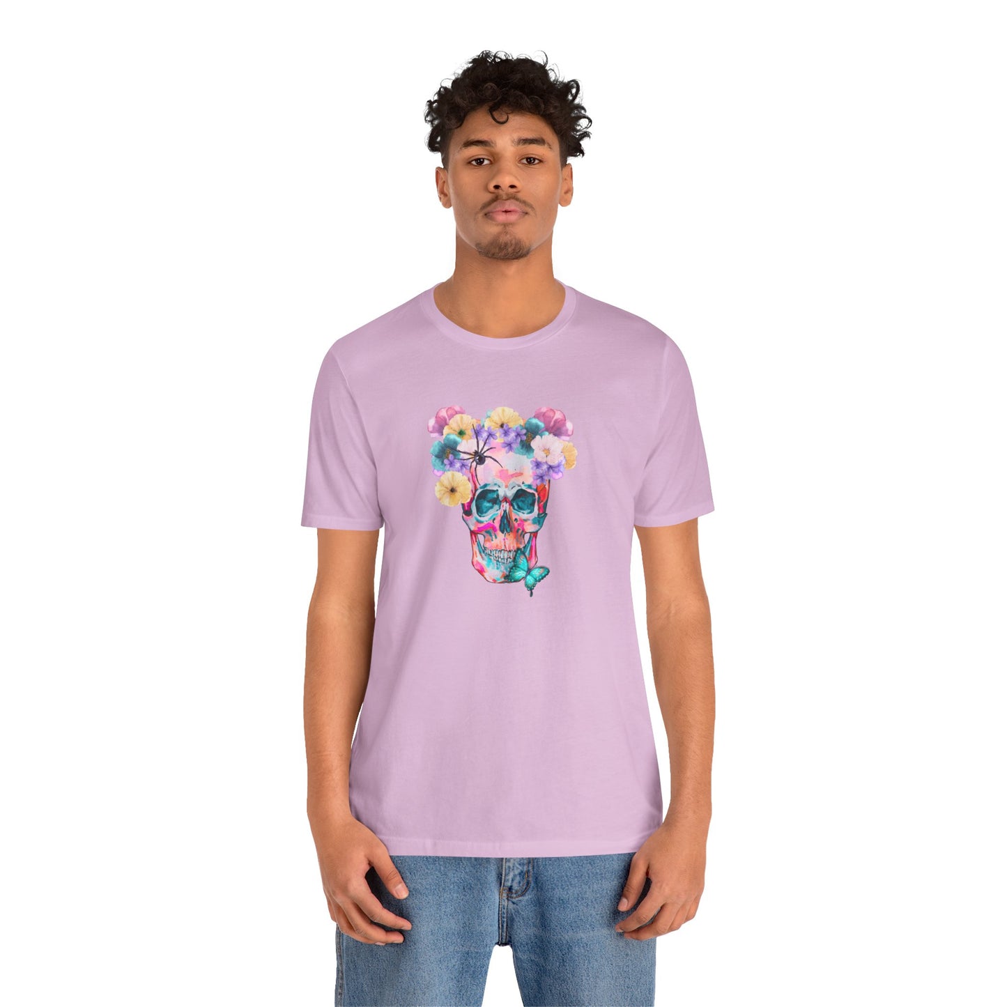 Neon Floral Skull Unisex Jersey Short Sleeve Tee