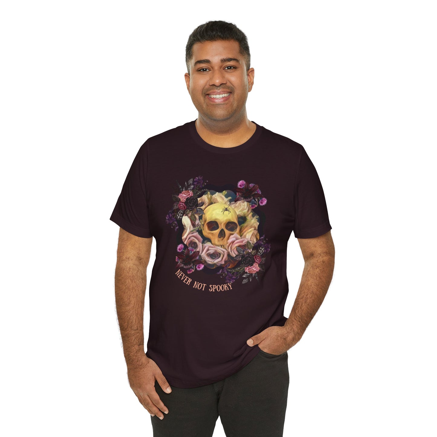 Never Not Spooky - Flower Skull Unisex Jersey Short Sleeve Tee