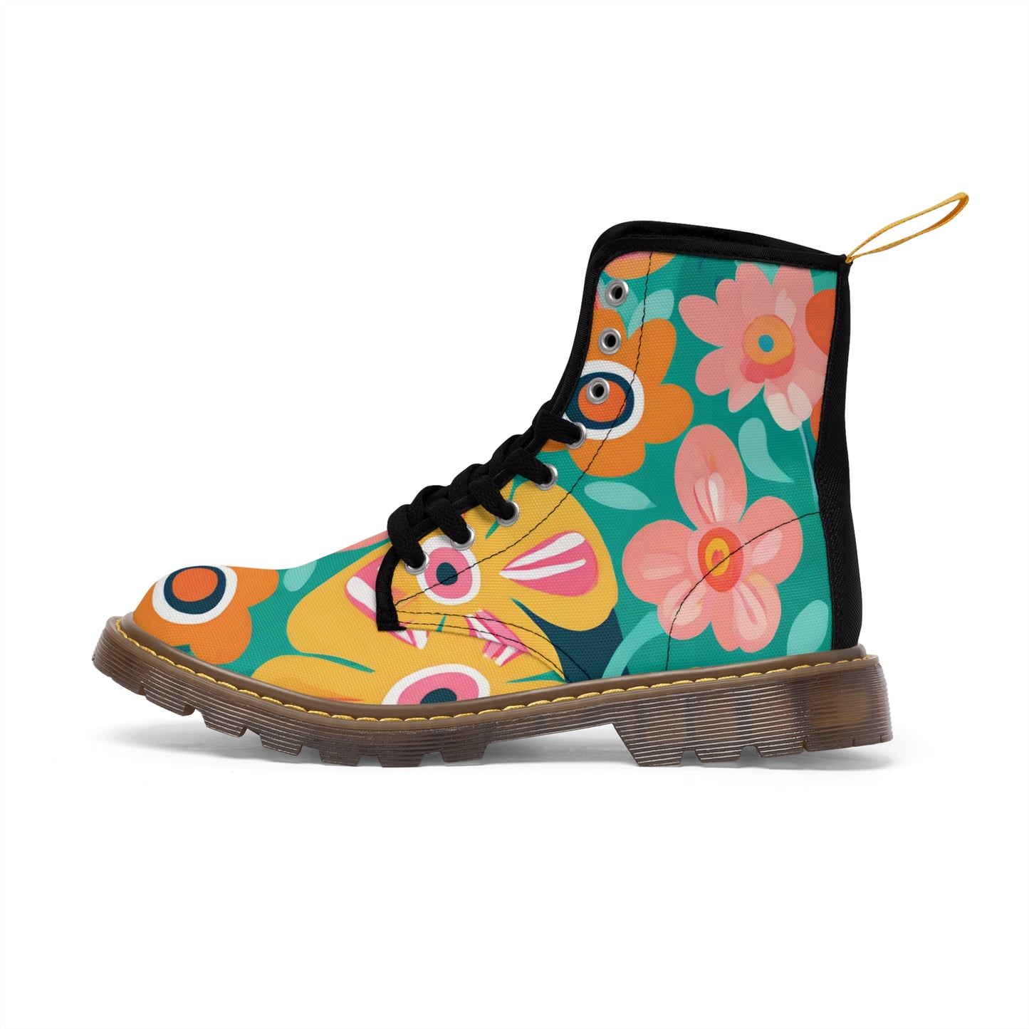 Turquoise Floral Women's Canvas Boots