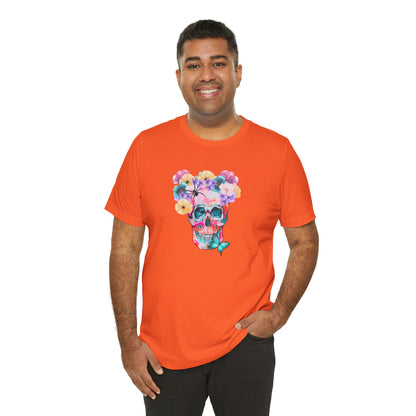 Neon Floral Skull Unisex Jersey Short Sleeve Tee