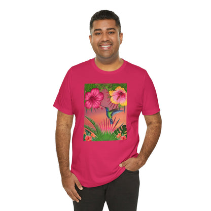 Hummingbird & Hibiscus Unisex Jersey Short Sleeve Tee