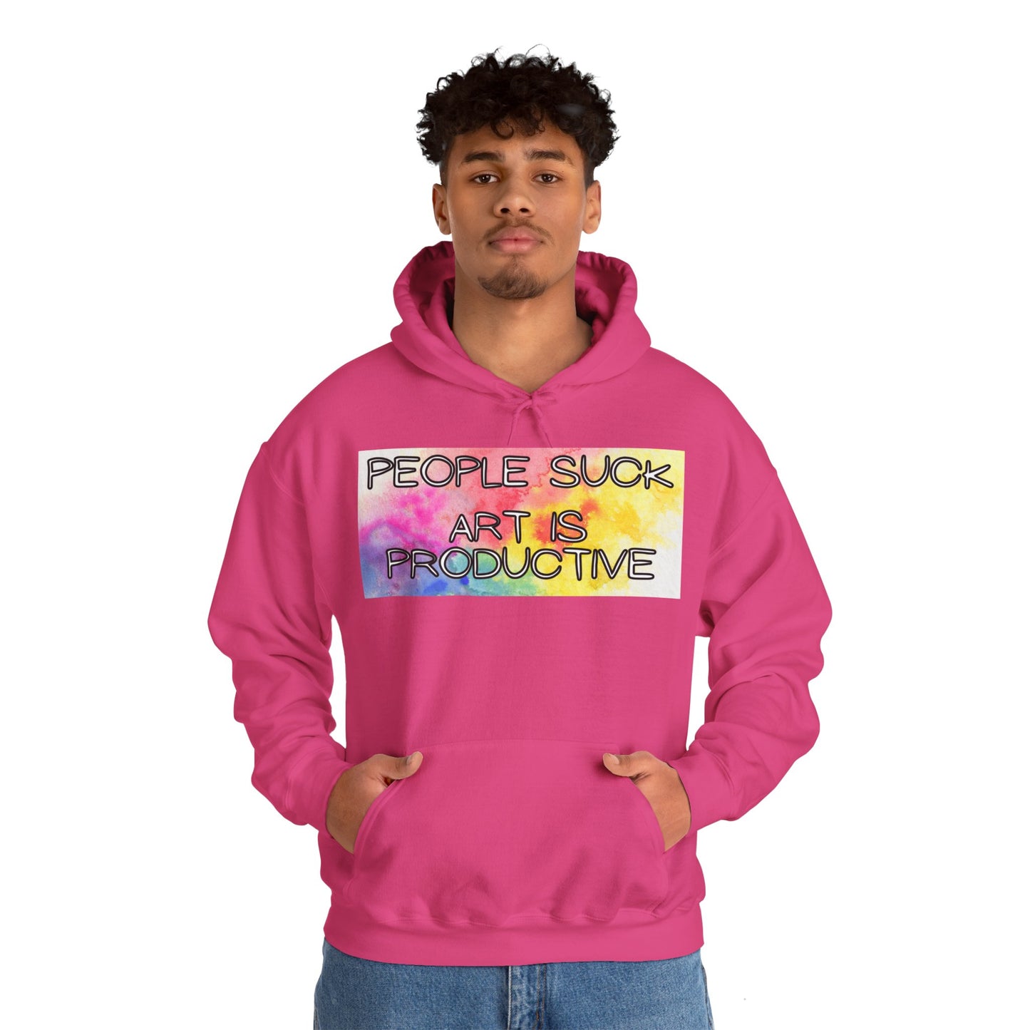 People Suck. Art is Productive. Unisex Heavy Blend™ Hooded Sweatshirt