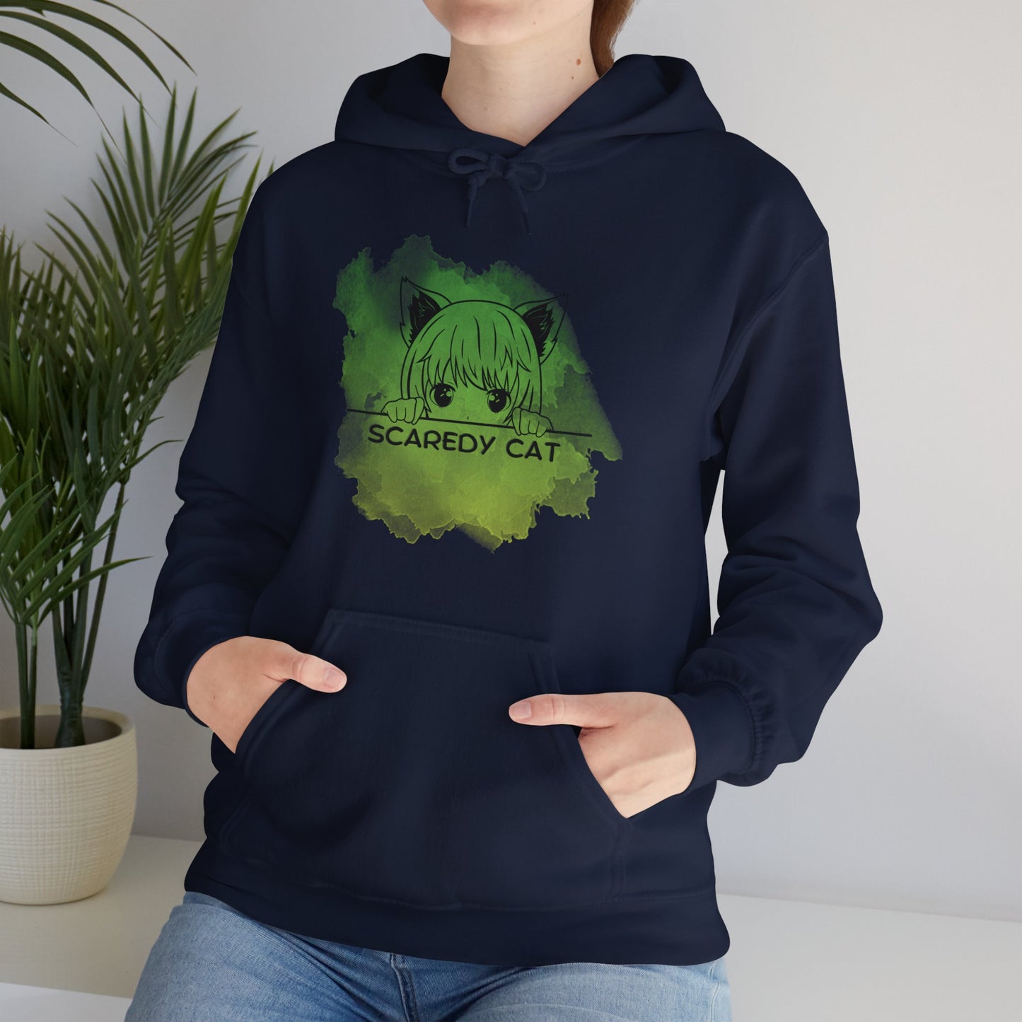 Anime Scaredy Cat Unisex Heavy Blend™ Hooded Sweatshirt