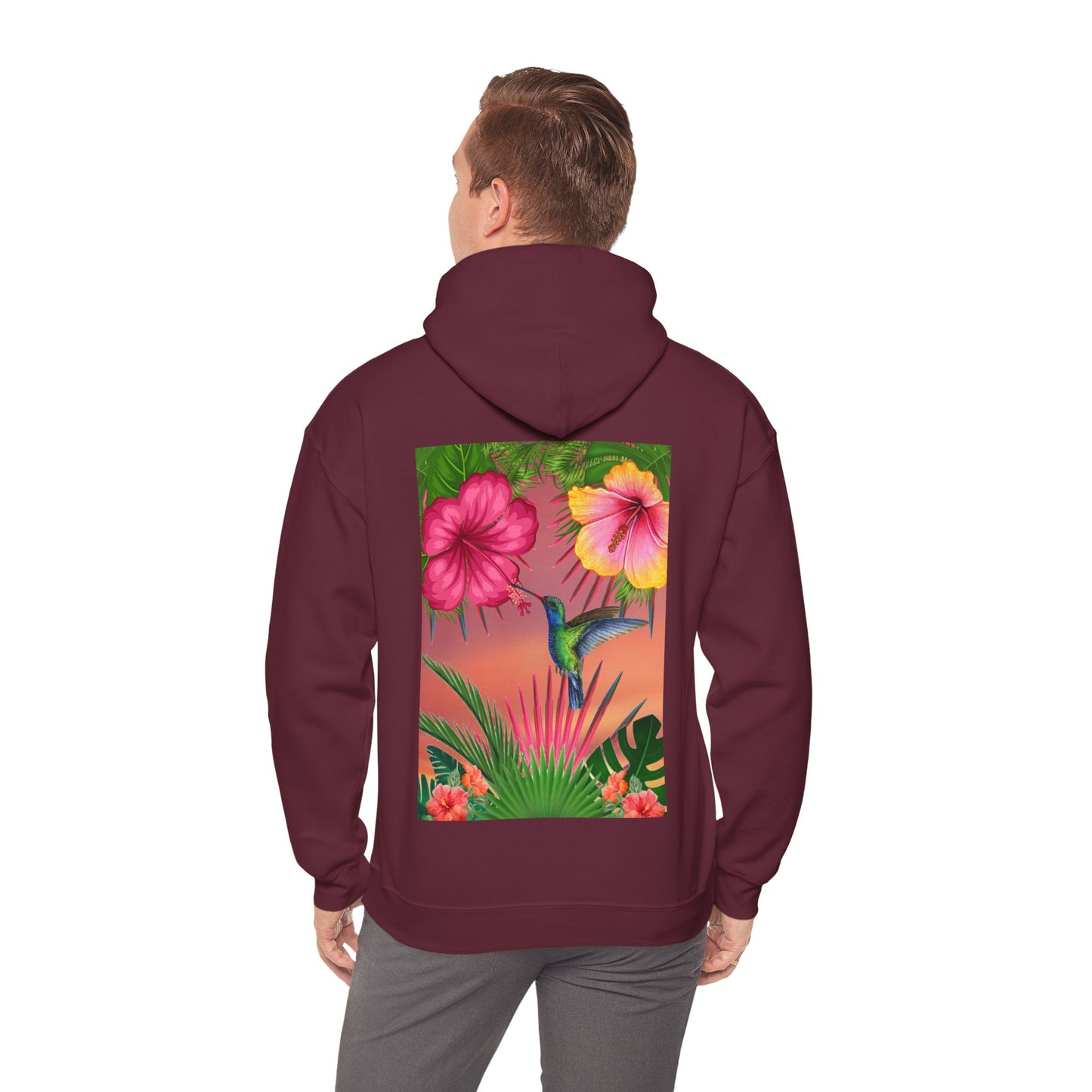 Hummingbird & Hibiscus Unisex Heavy Blend™ Hooded Sweatshirt