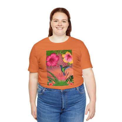 Hummingbird & Hibiscus Unisex Jersey Short Sleeve Tee