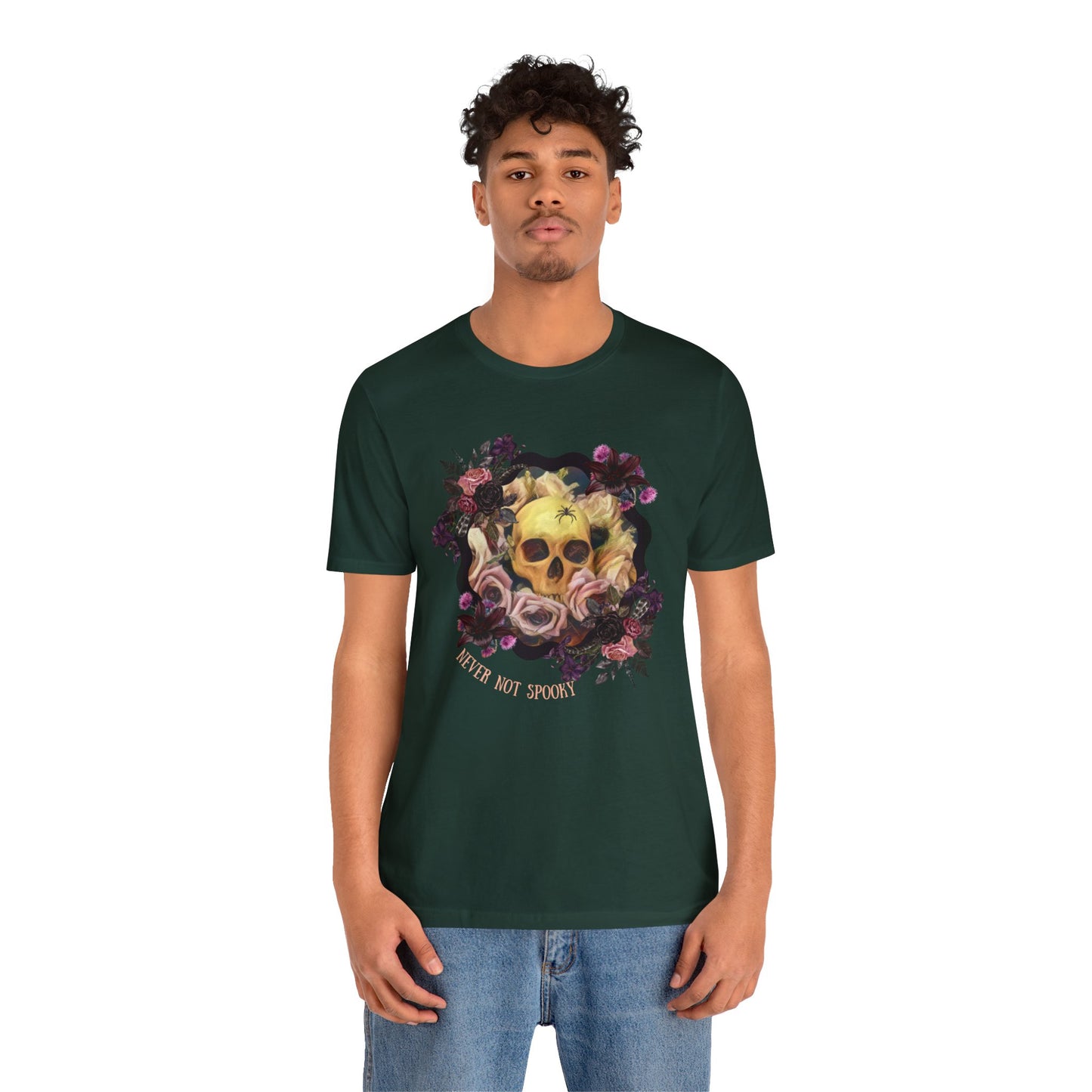 Never Not Spooky - Flower Skull Unisex Jersey Short Sleeve Tee