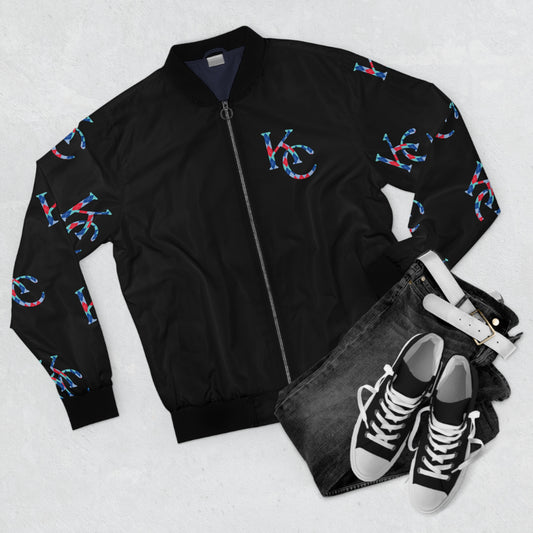 Argyle Print "KC" in the colors of KC Sports Teams Men's Bomber Jacket (AOP)