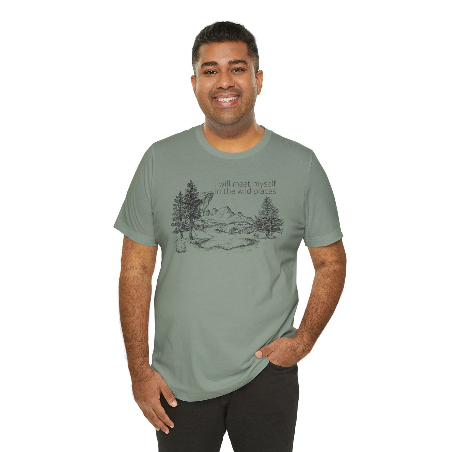 I Will Meet Myself In The Wild Places - Line Drawn Unisex Jersey Short Sleeve Tee