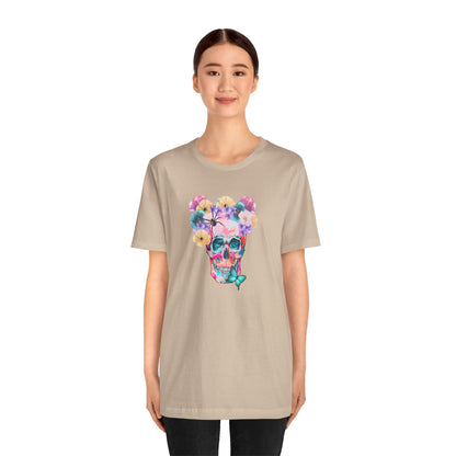 Neon Floral Skull Unisex Jersey Short Sleeve Tee