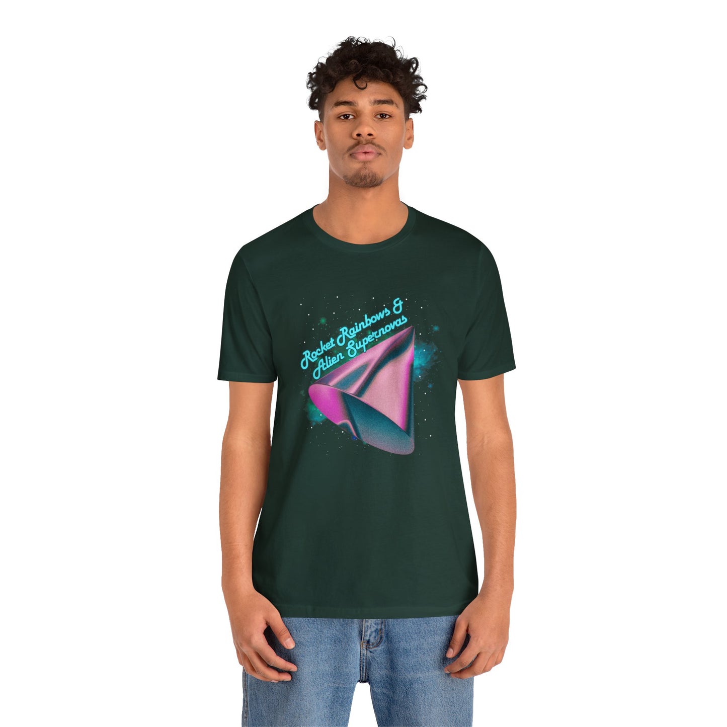 Rocket Rainbows & Alien Supernovas Unisex Jersey Short Sleeve Tee