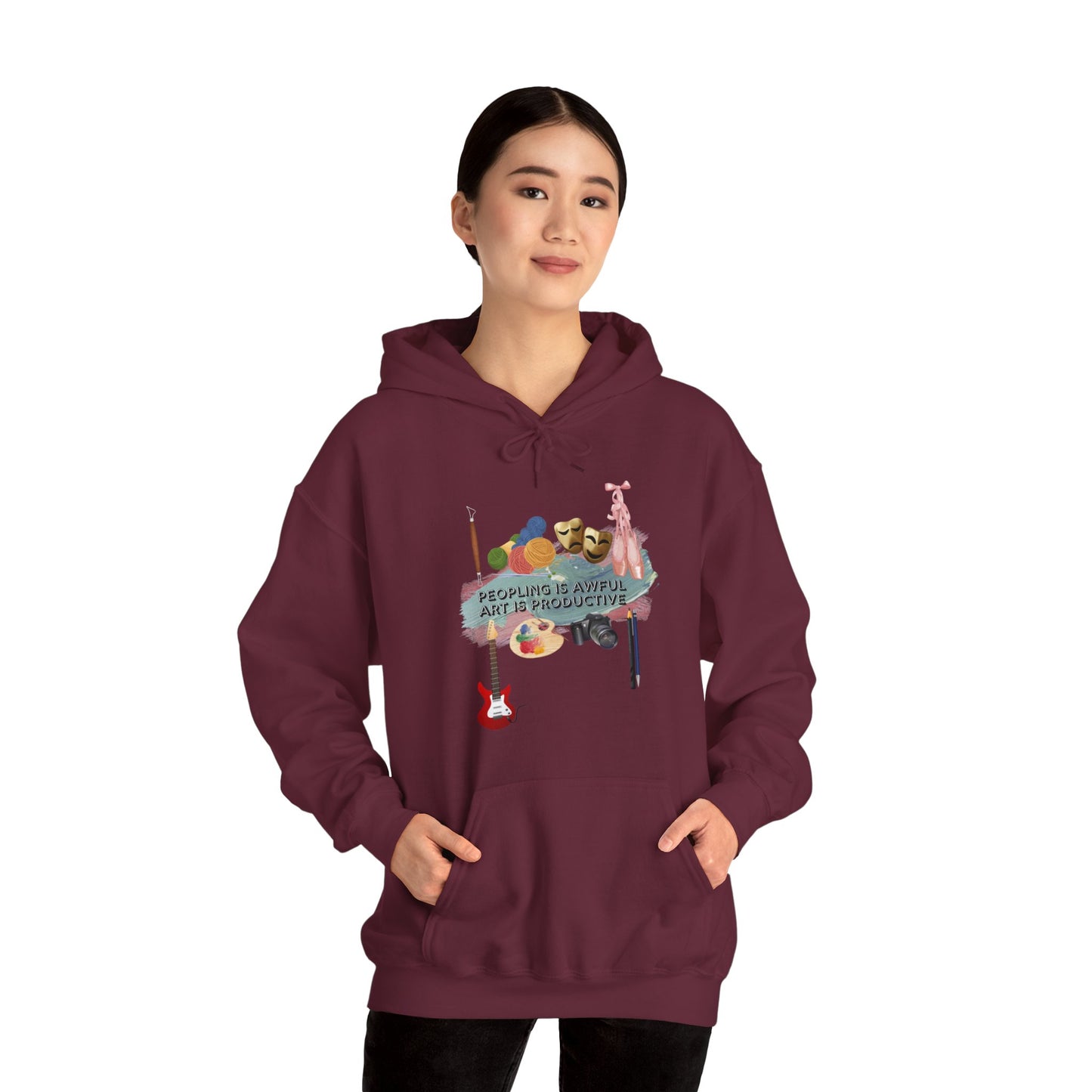 Peopling is awful. Art is productive. Unisex Heavy Blend™ Hooded Sweatshirt