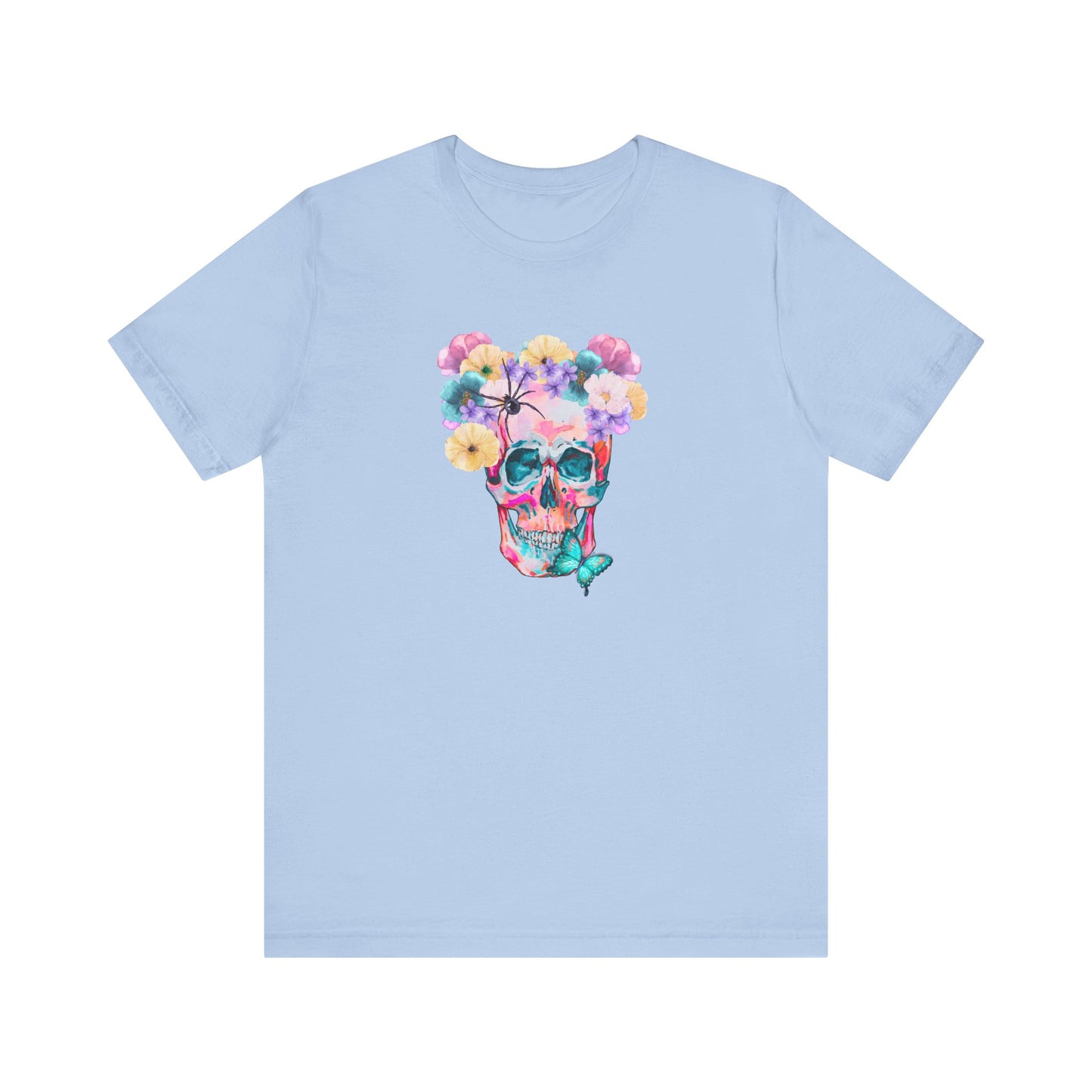 Neon Floral Skull Unisex Jersey Short Sleeve Tee