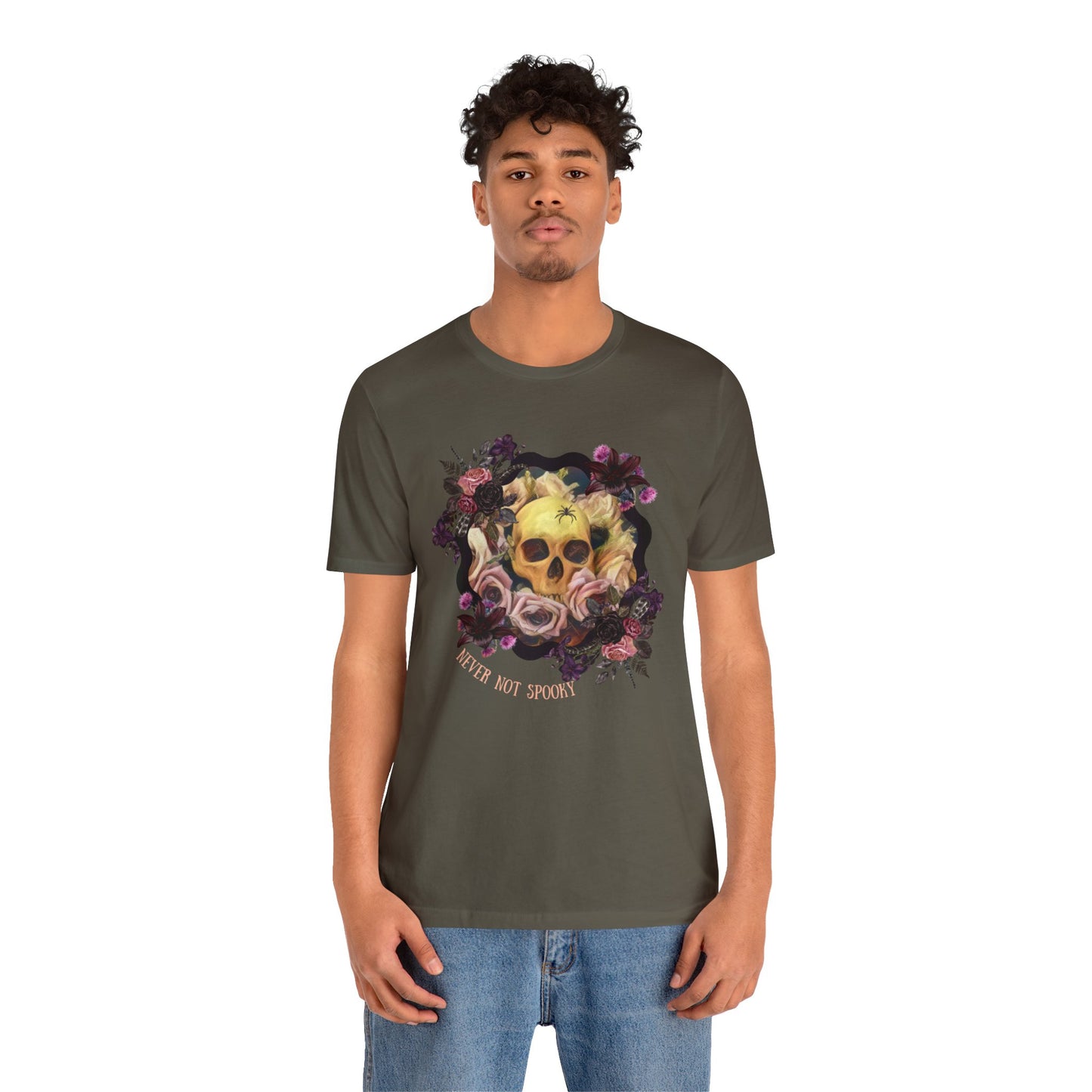 Never Not Spooky - Flower Skull Unisex Jersey Short Sleeve Tee