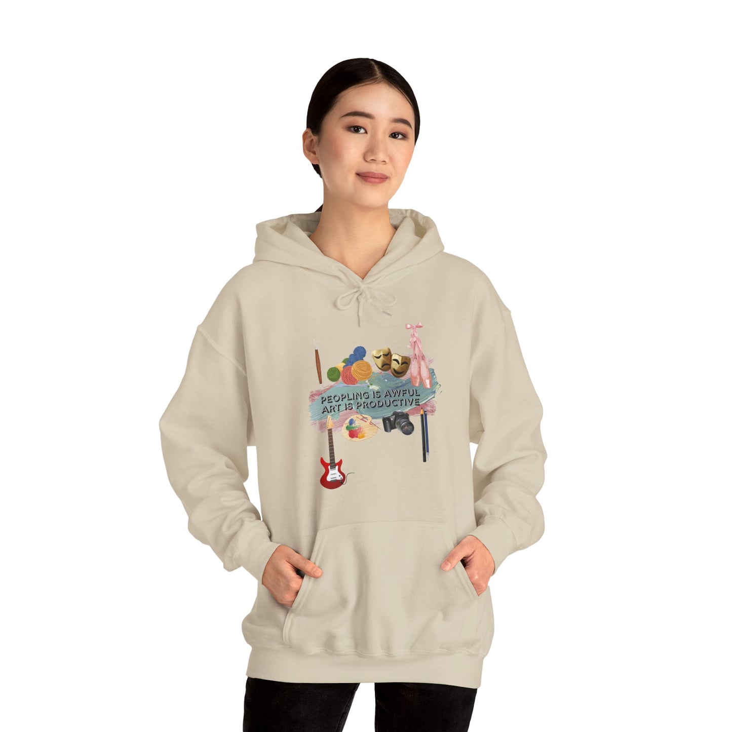 Peopling is awful. Art is productive. Unisex Heavy Blend™ Hooded Sweatshirt