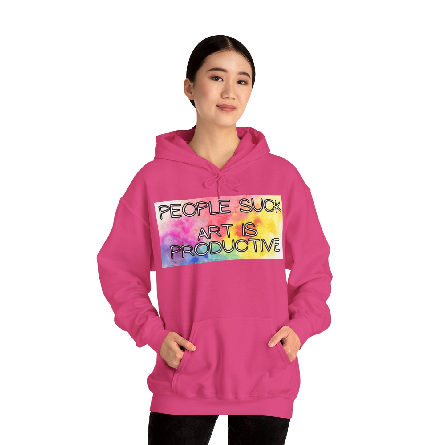 People Suck. Art is Productive. Unisex Heavy Blend™ Hooded Sweatshirt