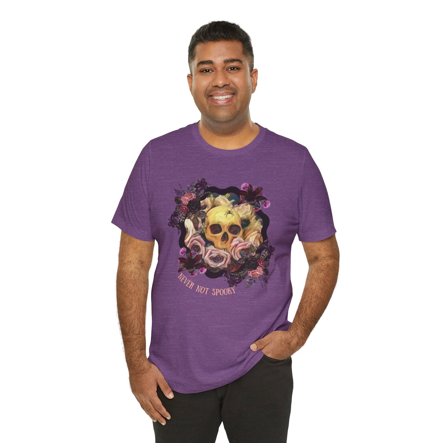 Never Not Spooky - Flower Skull Unisex Jersey Short Sleeve Tee