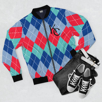 KC Sports Team Colors Argyle Print Men's Bomber Jacket (AOP)