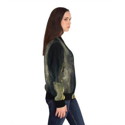 Black & Gold Sky Women's Bomber Jacket (AOP)