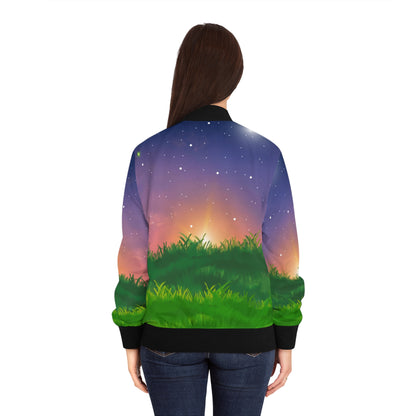 Grassy Sunset Women's Bomber Jacket (AOP)