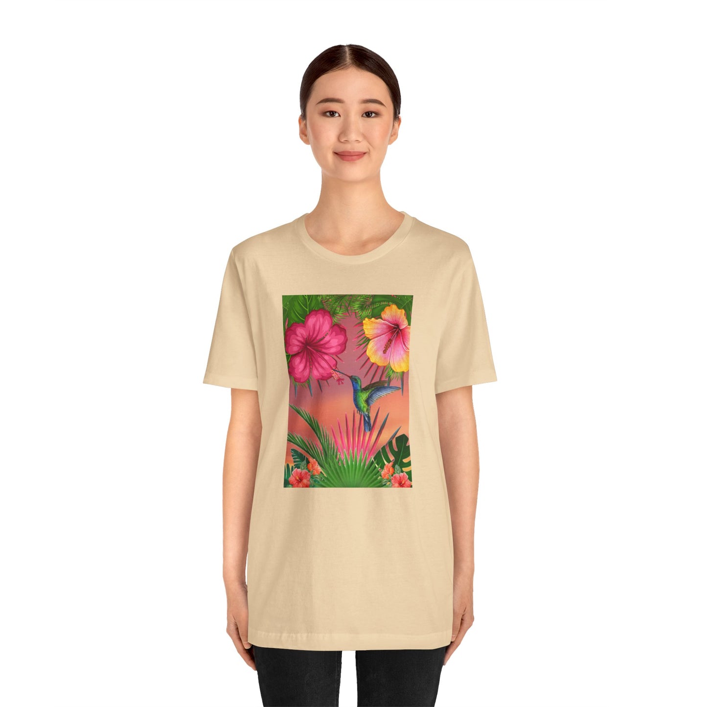 Hummingbird & Hibiscus Unisex Jersey Short Sleeve Tee