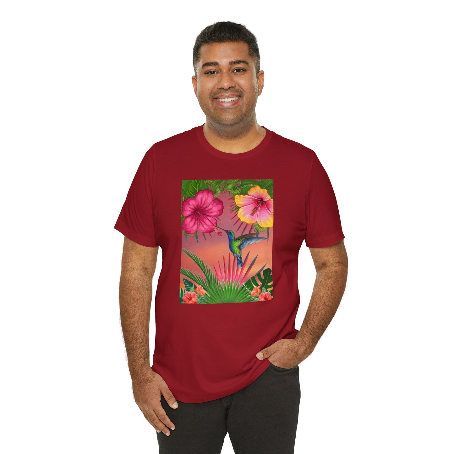 Hummingbird & Hibiscus Unisex Jersey Short Sleeve Tee