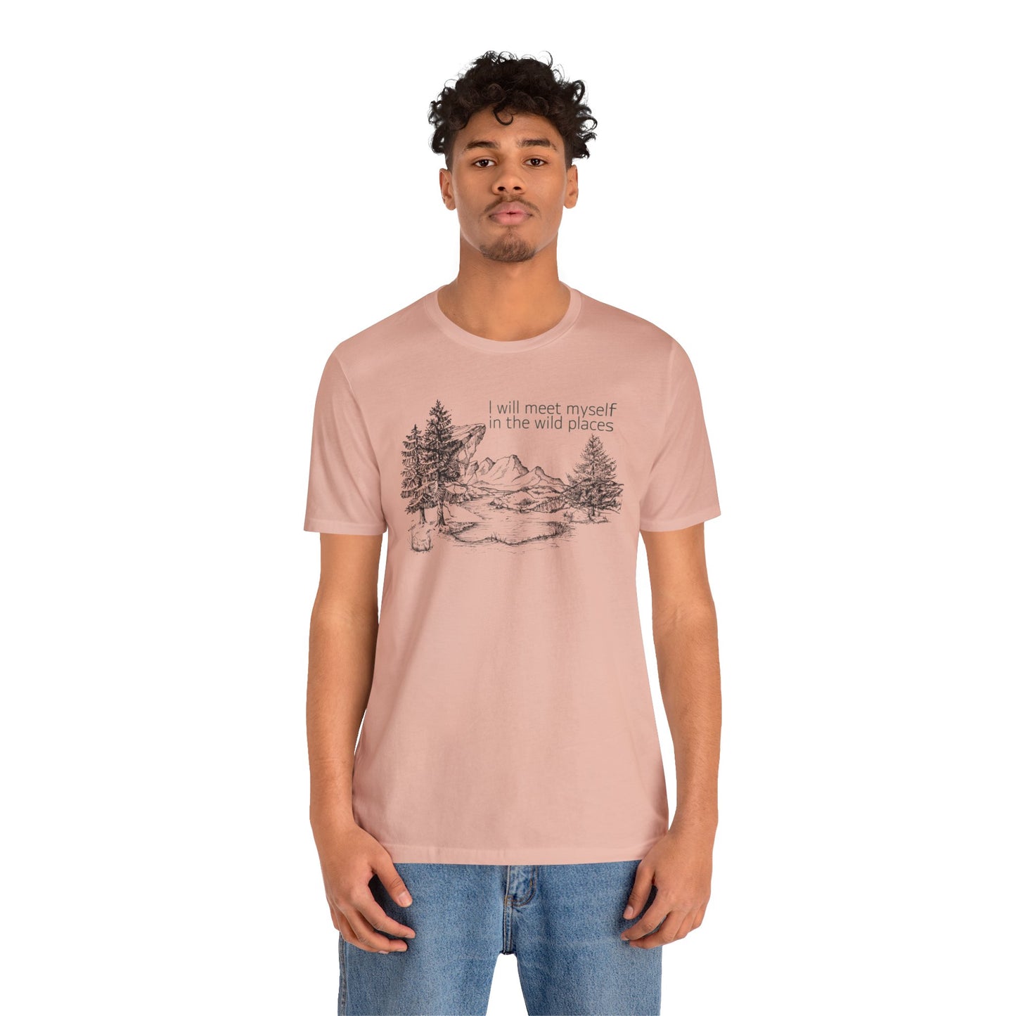 I Will Meet Myself In The Wild Places - Line Drawn Unisex Jersey Short Sleeve Tee