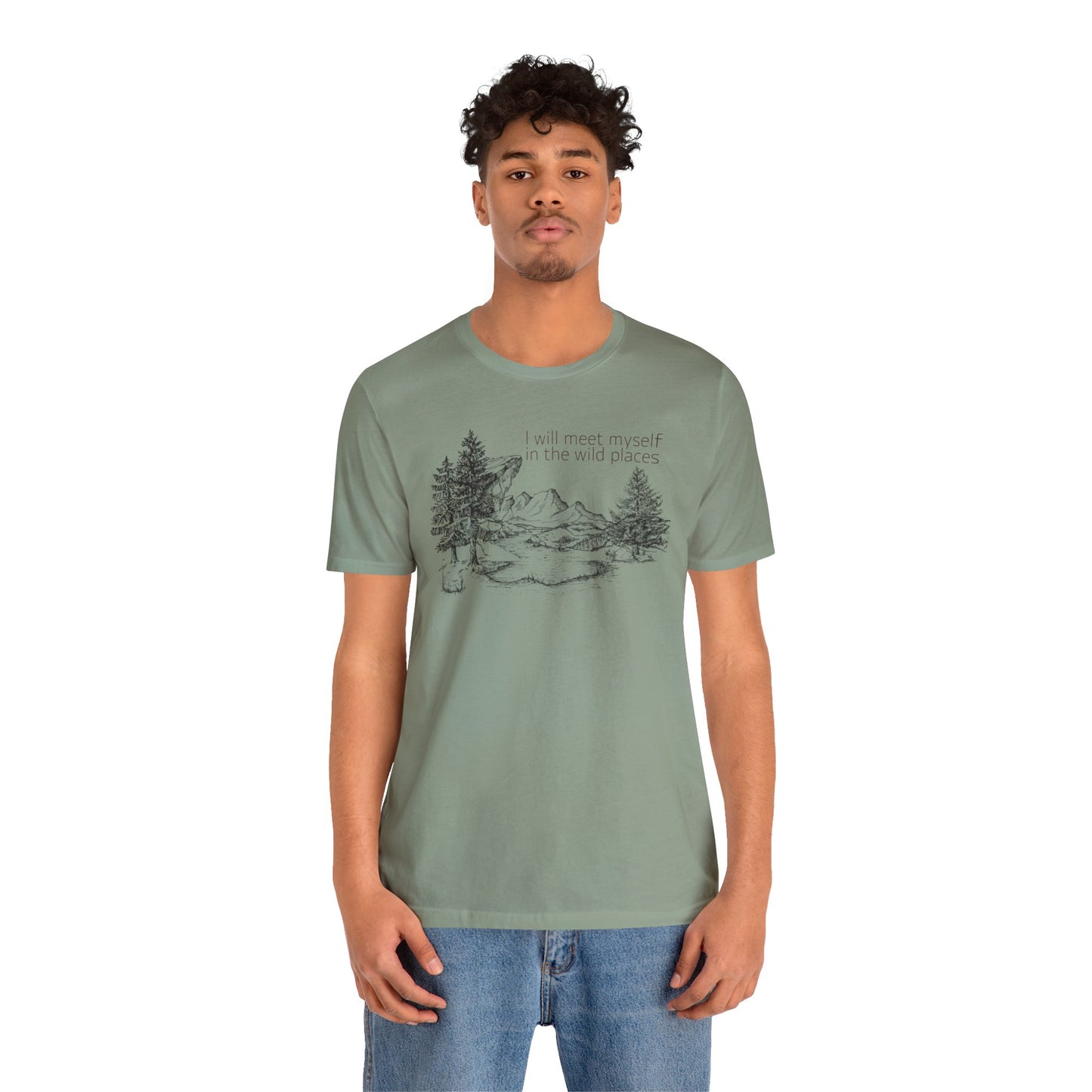 I Will Meet Myself In The Wild Places - Line Drawn Unisex Jersey Short Sleeve Tee