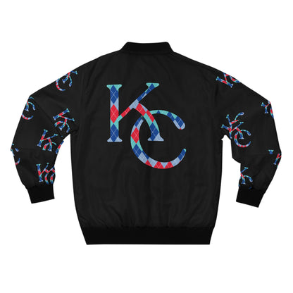 Argyle Print "KC" in the colors of KC Sports Teams Men's Bomber Jacket (AOP)