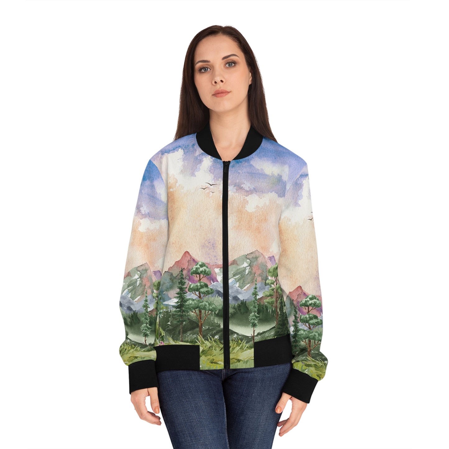 Mountains Women's Bomber Jacket (AOP)