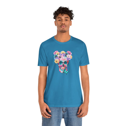 Neon Floral Skull Unisex Jersey Short Sleeve Tee