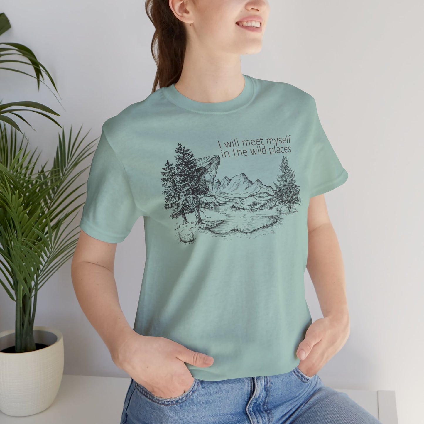 I Will Meet Myself In The Wild Places - Line Drawn Unisex Jersey Short Sleeve Tee