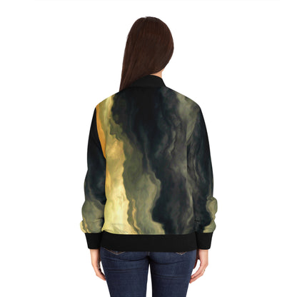 Black & Gold Sky Women's Bomber Jacket (AOP)