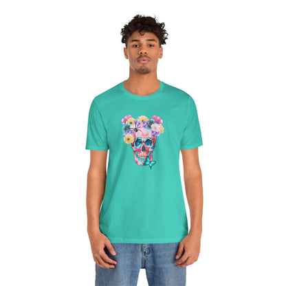 Neon Floral Skull Unisex Jersey Short Sleeve Tee