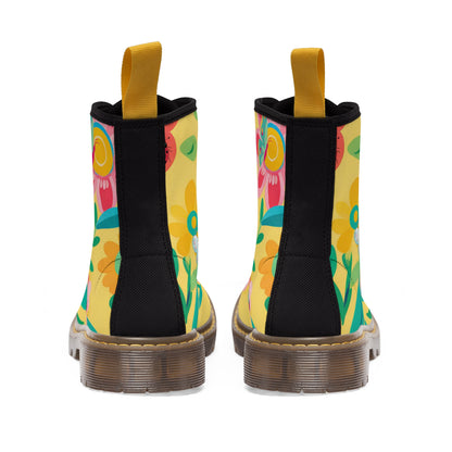 Yellow Floral Men's Canvas Boots