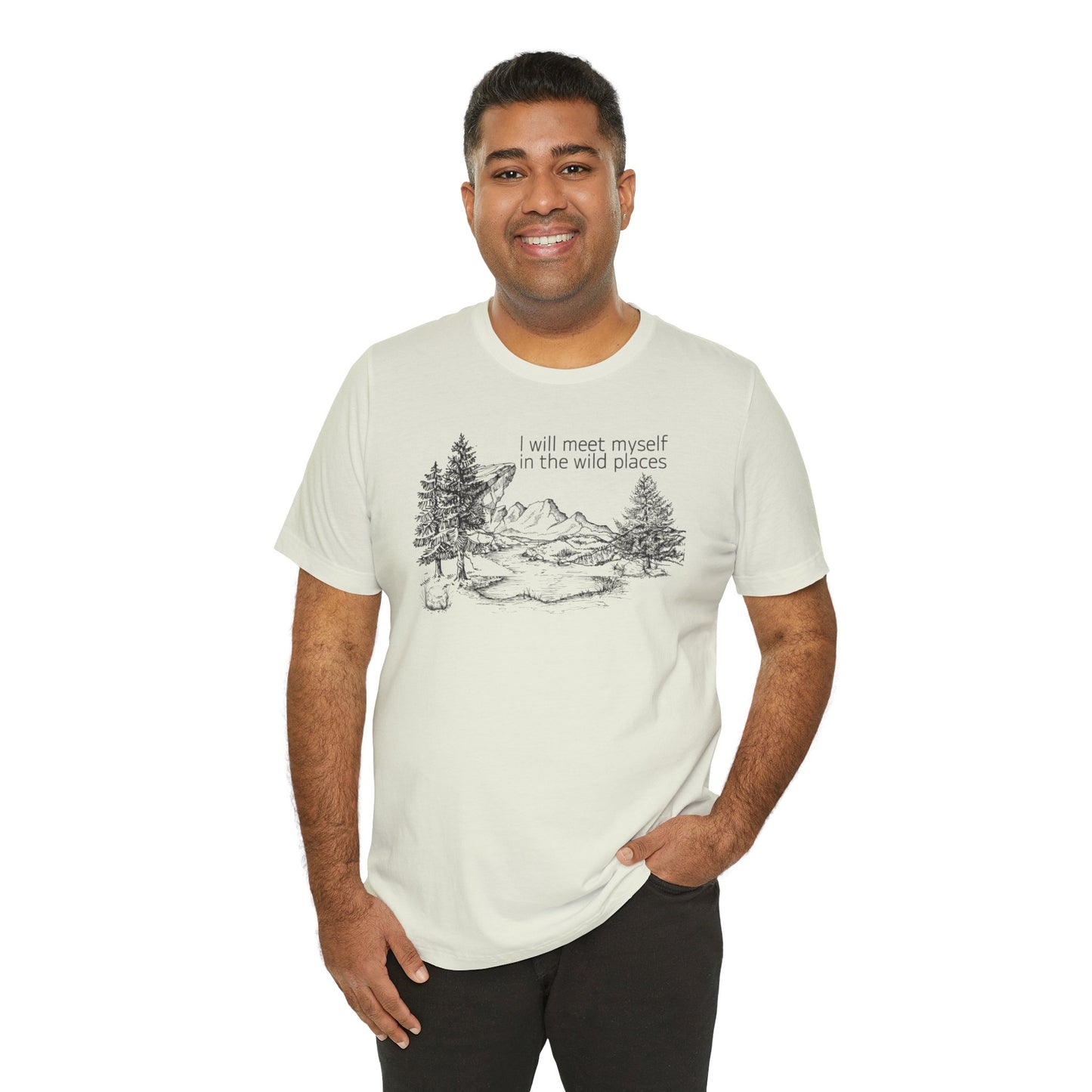 I Will Meet Myself In The Wild Places - Line Drawn Unisex Jersey Short Sleeve Tee