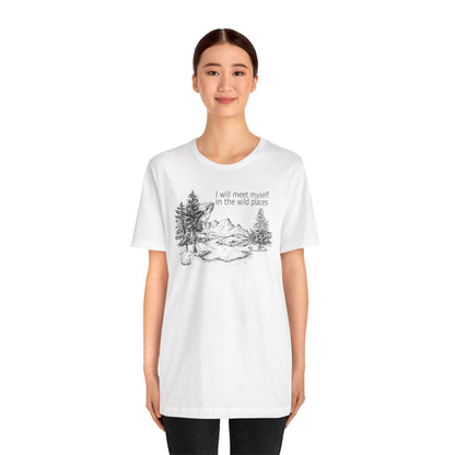 I Will Meet Myself In The Wild Places - Line Drawn Unisex Jersey Short Sleeve Tee