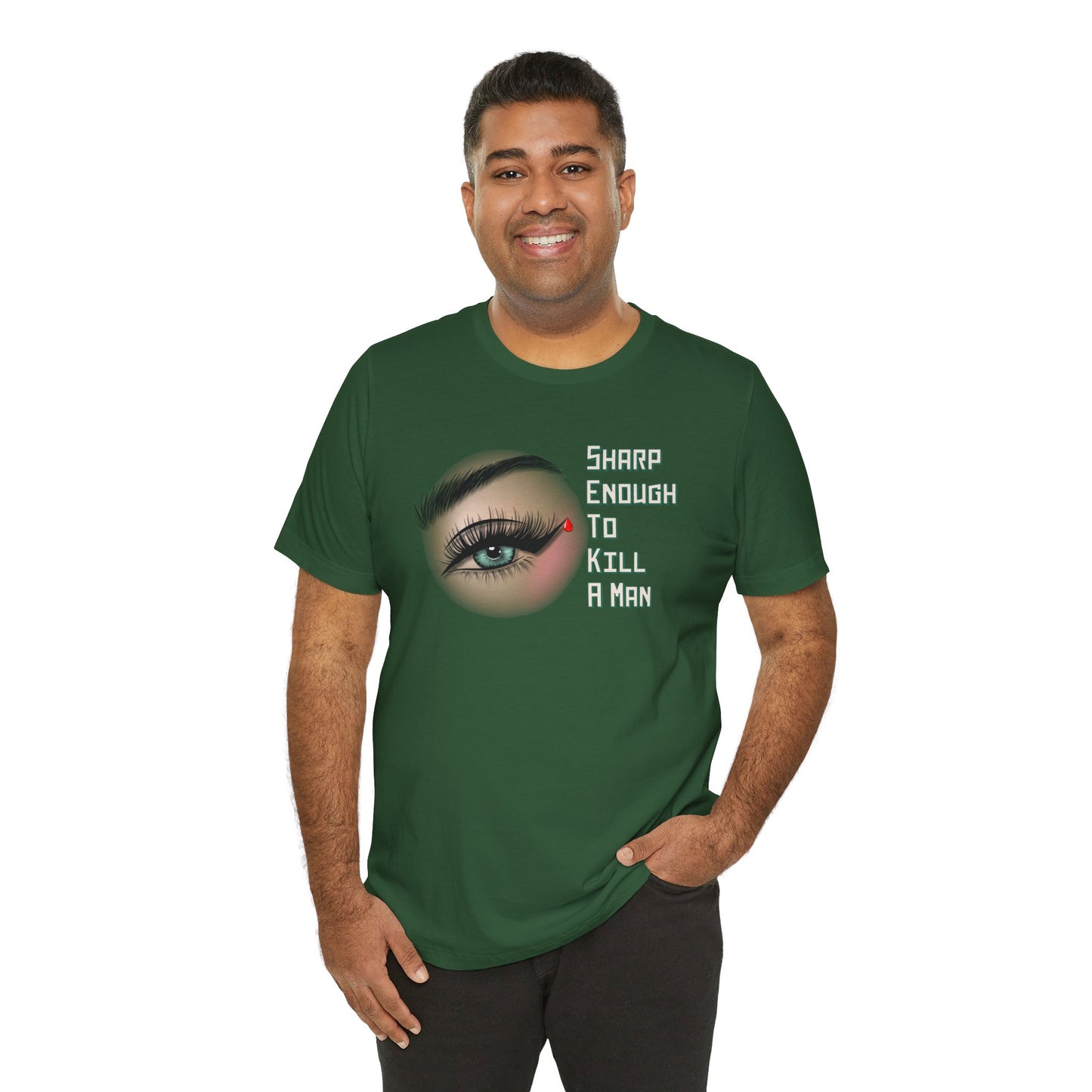 Sharp Enough (green eye) Unisex Jersey Short Sleeve Tee