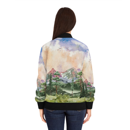 Mountains Women's Bomber Jacket (AOP)