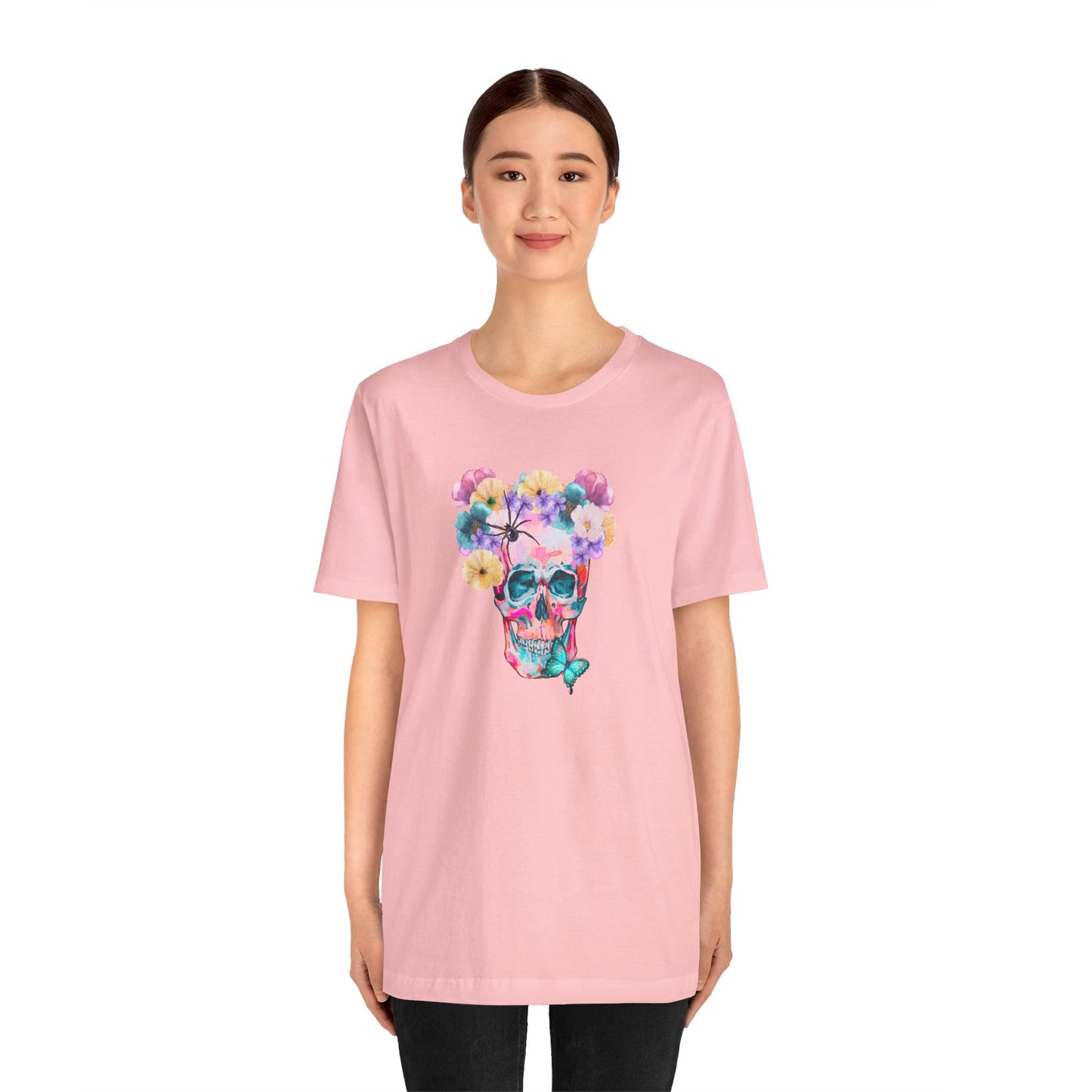 Neon Floral Skull Unisex Jersey Short Sleeve Tee