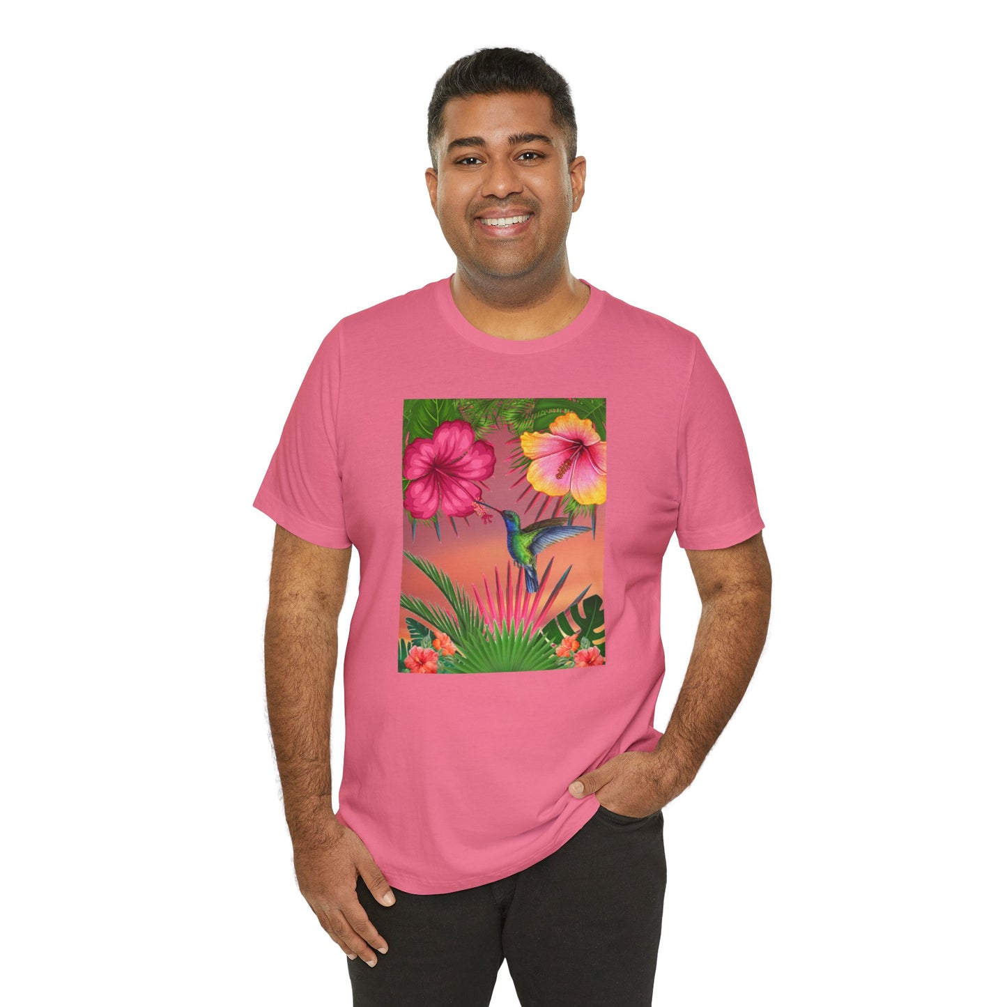 Hummingbird & Hibiscus Unisex Jersey Short Sleeve Tee