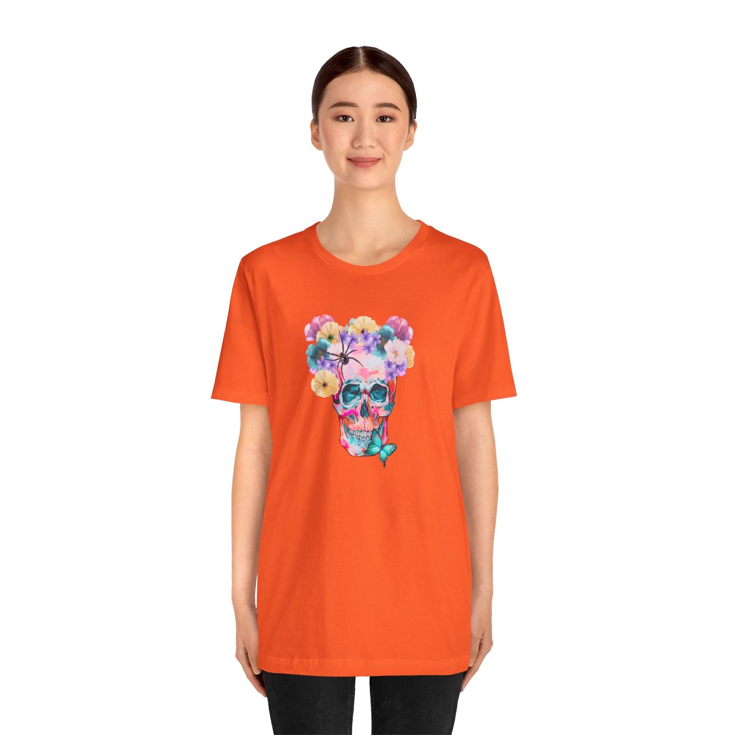 Neon Floral Skull Unisex Jersey Short Sleeve Tee