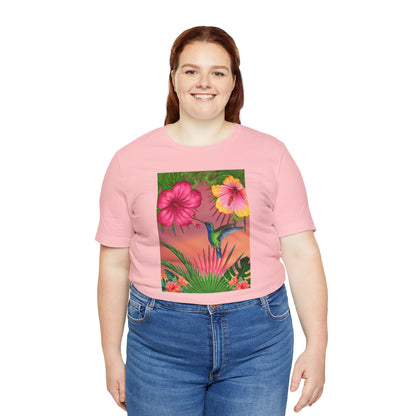 Hummingbird & Hibiscus Unisex Jersey Short Sleeve Tee