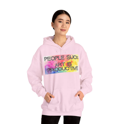 People Suck. Art is Productive. Unisex Heavy Blend™ Hooded Sweatshirt