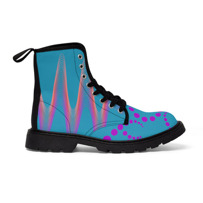 Rainbow Waves and Swirling Dots Men's Canvas Boots