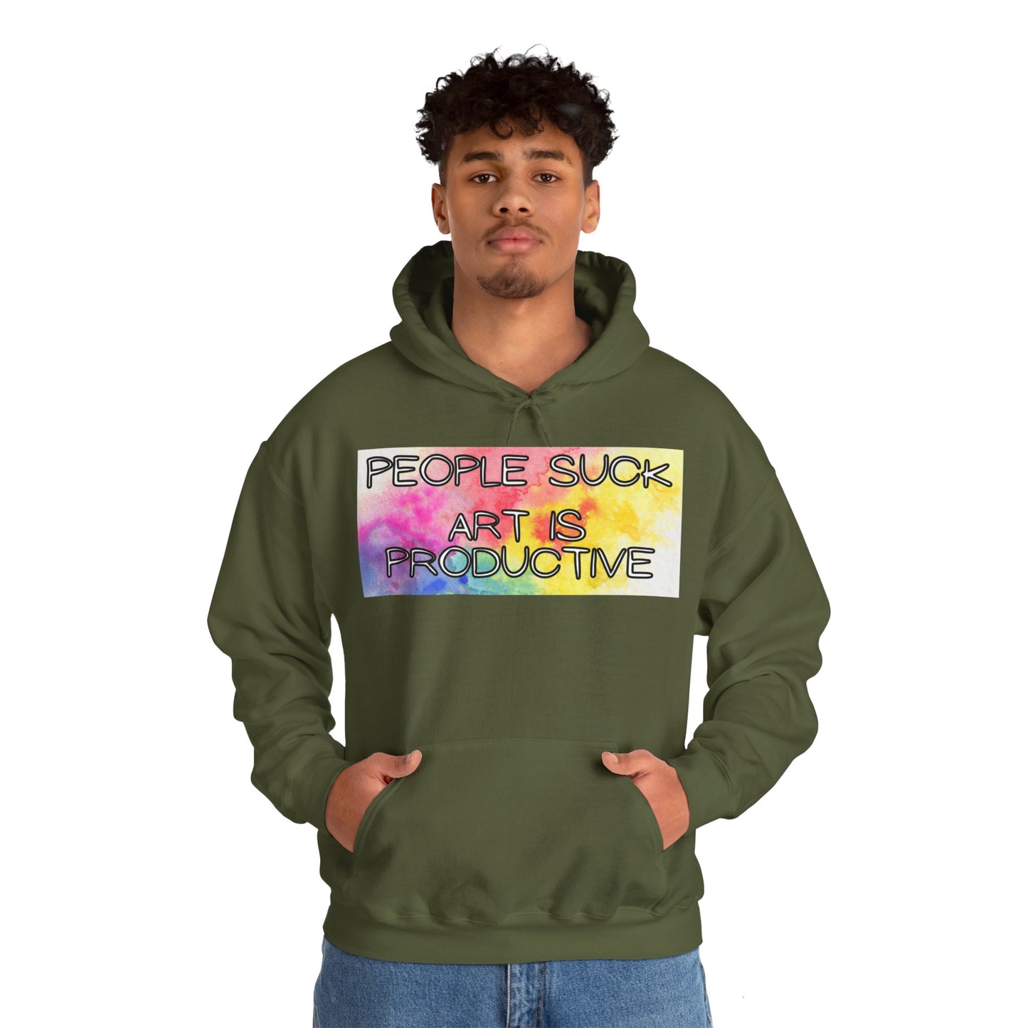 People Suck. Art is Productive. Unisex Heavy Blend™ Hooded Sweatshirt