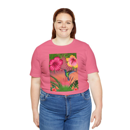 Hummingbird & Hibiscus Unisex Jersey Short Sleeve Tee