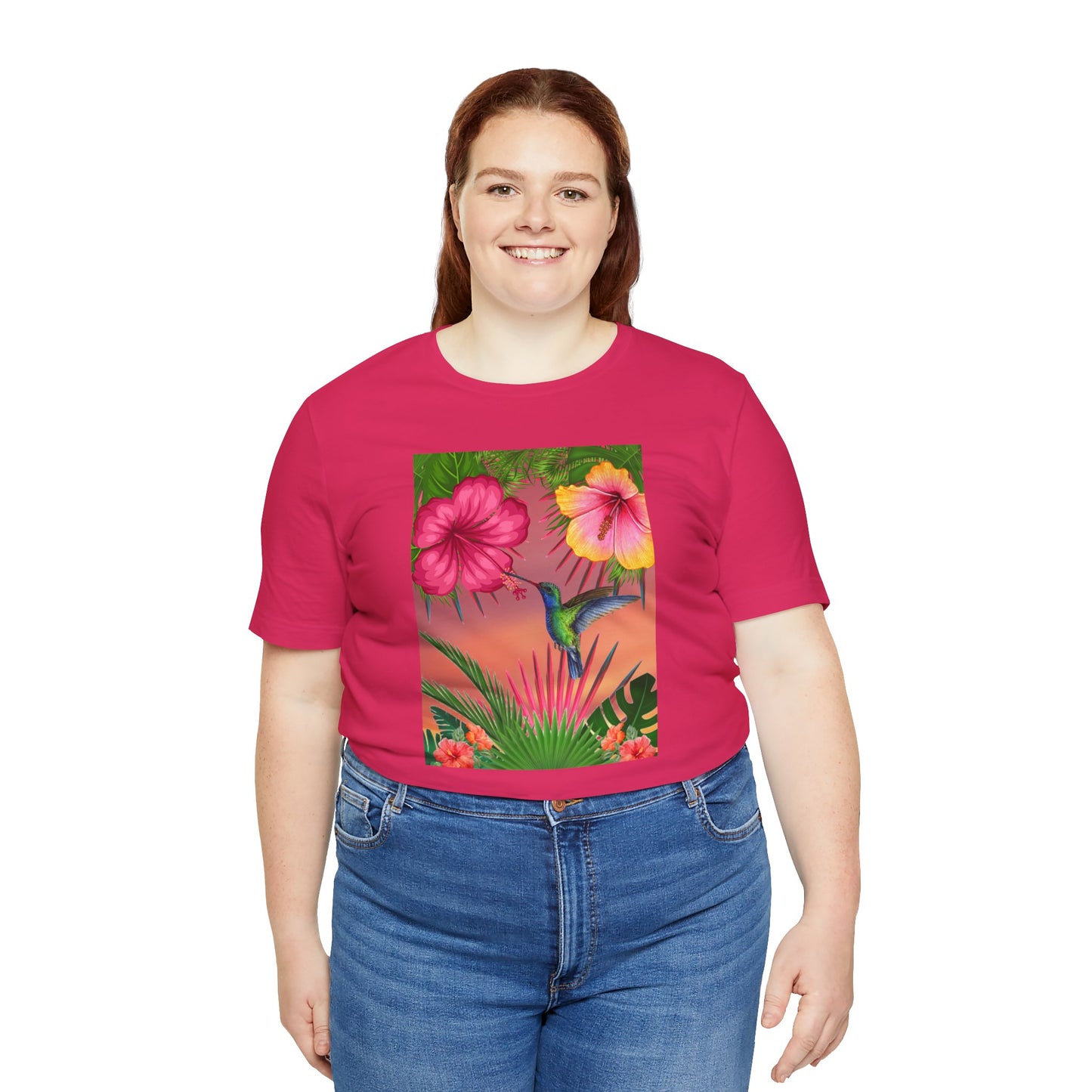 Hummingbird & Hibiscus Unisex Jersey Short Sleeve Tee